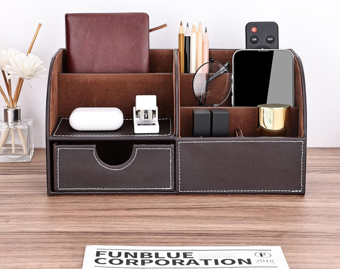 Schreibtisch Organizer mit 7 Fächern, Braun