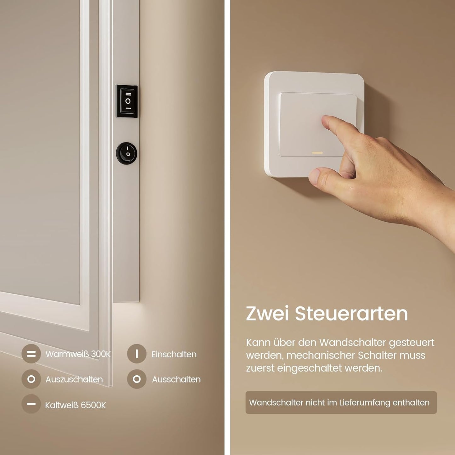 LED Badspiegel, 60L x 80B cm