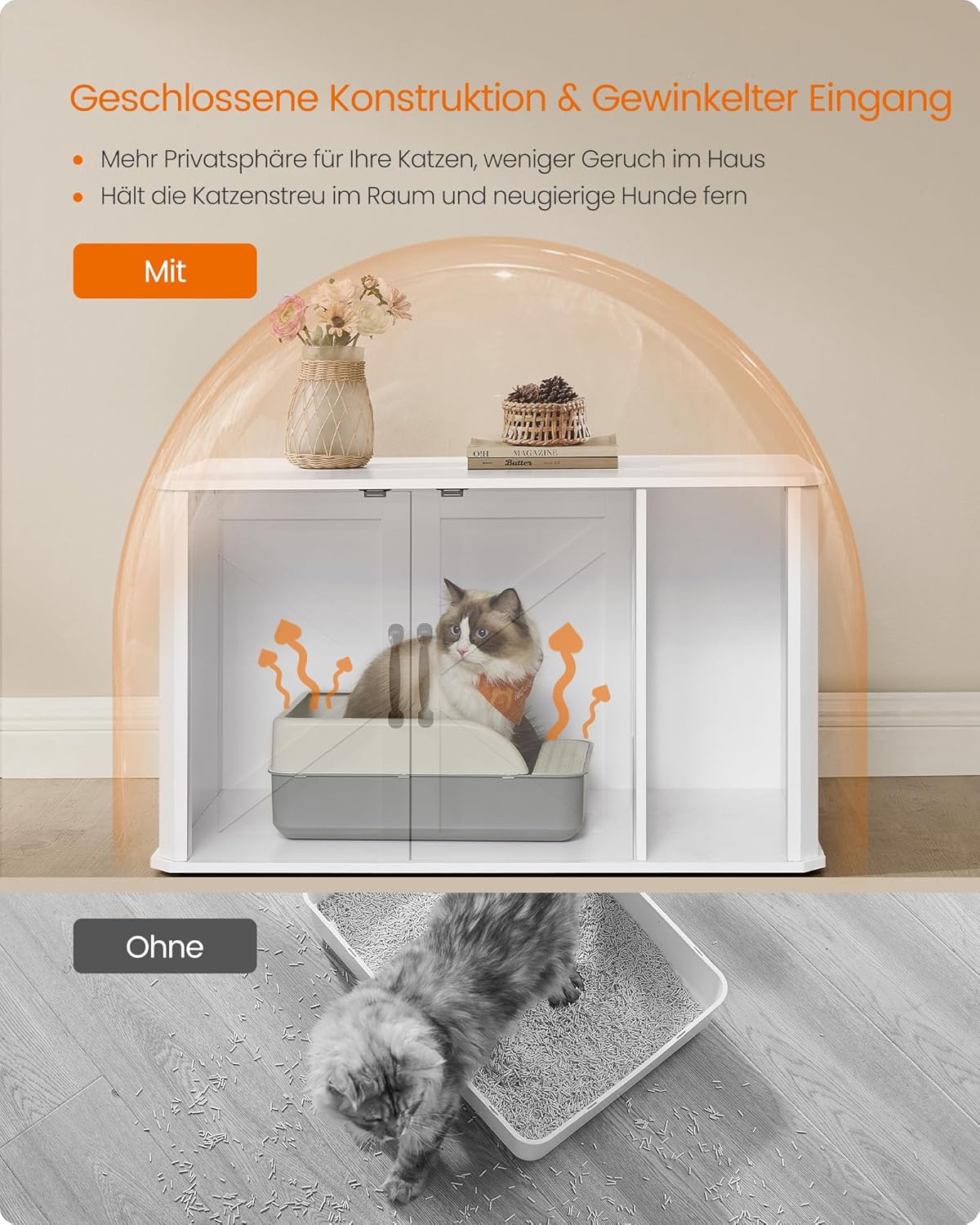 Katzenhaus als Sideboard mit Doppeltür, Wolkenweiß