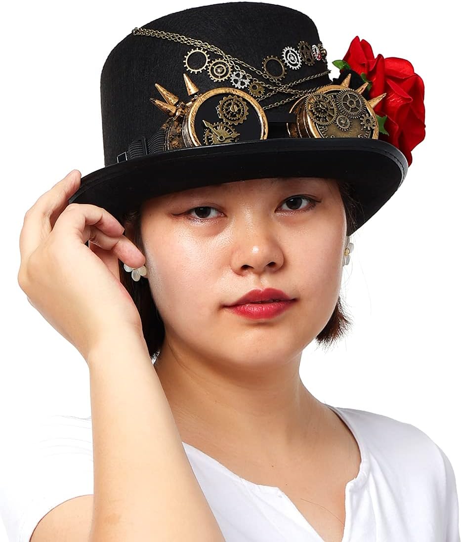 Steampunk Zylinderhut mit Brille, Farbe E M
