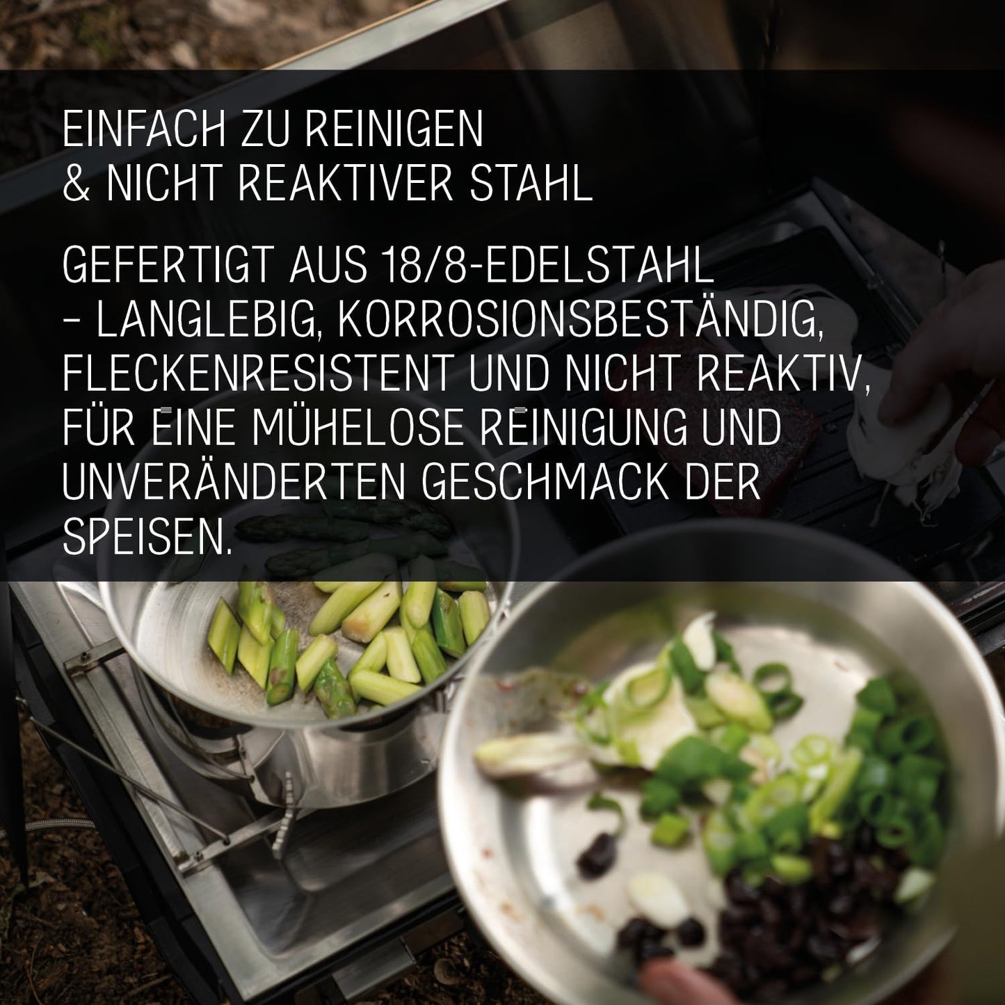 Camping Kochgeschirr, 1,8 L Topf + 21 cm Pfanne