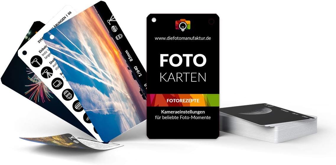 Fotokarten mit Kameraeinstellungen (20 Stück), Fotorezepte Kameraeinstellungen
