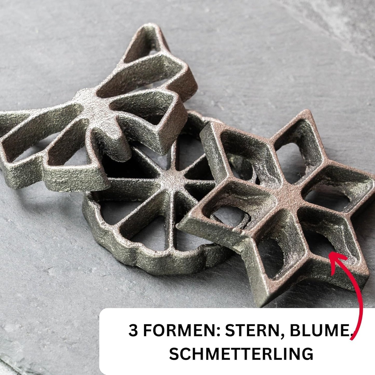 Rosettenwaffel-Werkzeug mit 3 Motivformen