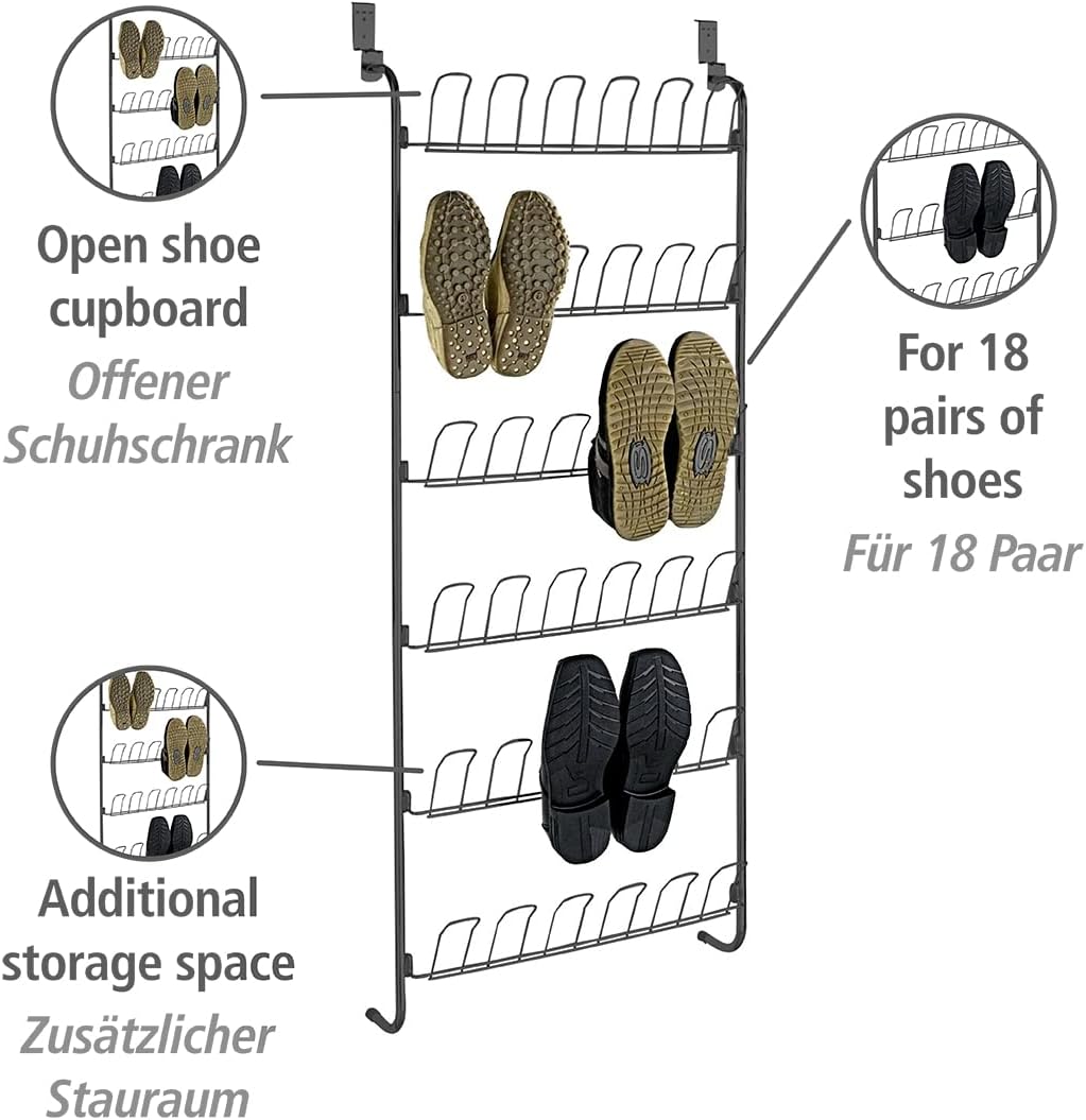 Tür-Schuhregal, Schwarz