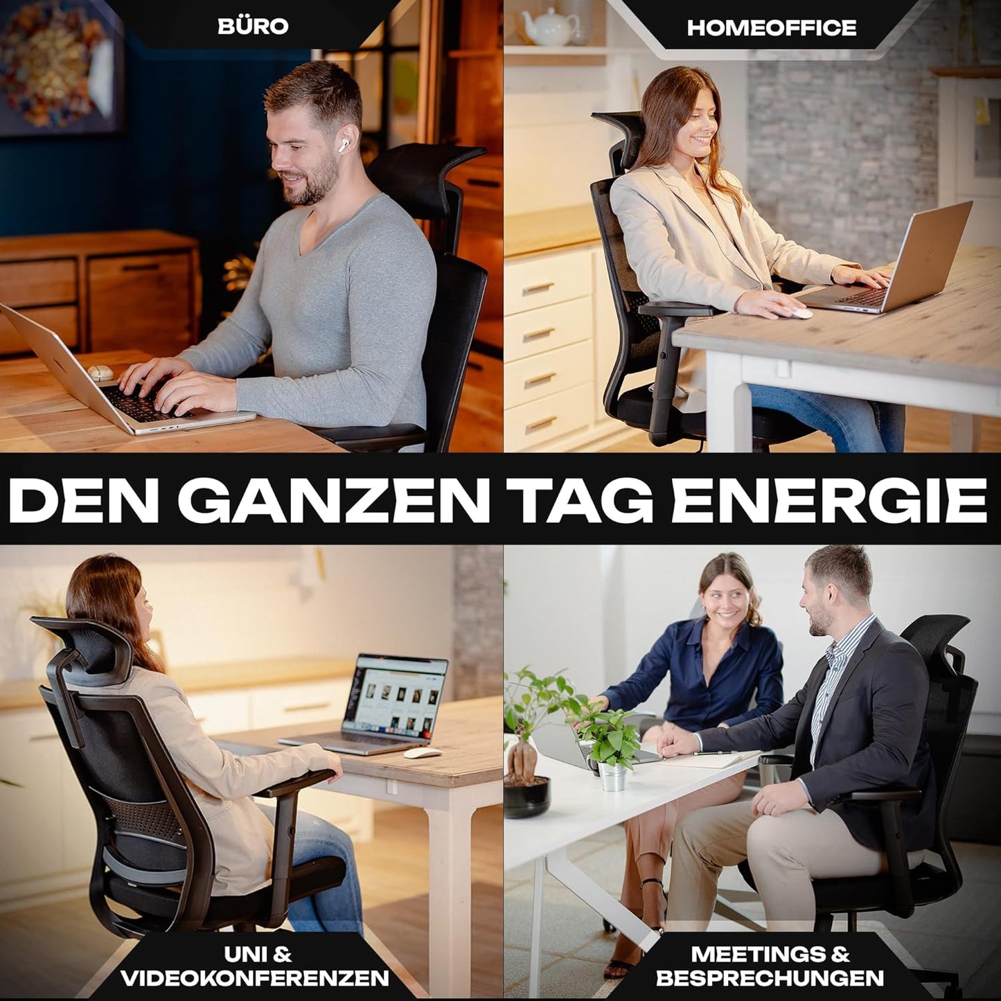 Ergonomischer Schreibtischstuhl M2pro, M2pro (Schwarz)