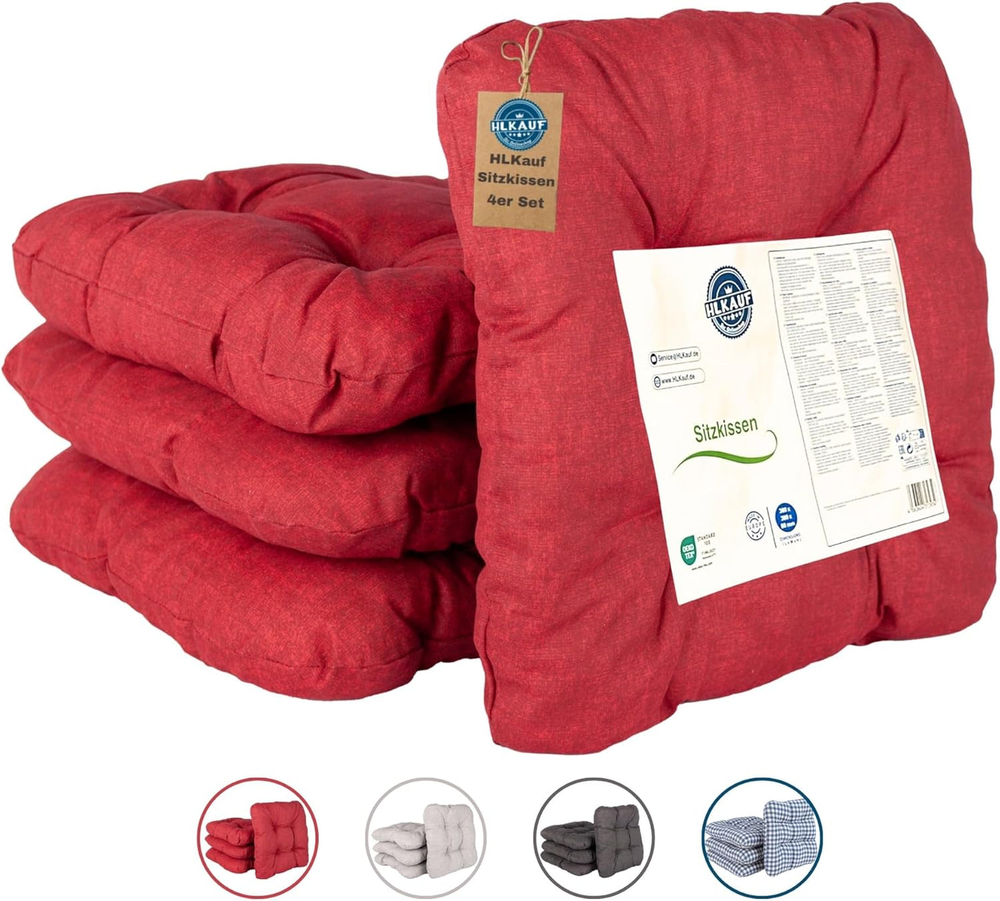 Sitzkissen-Set für Garten oder Camping (8 Stück), Bordeaux 8er-Set
