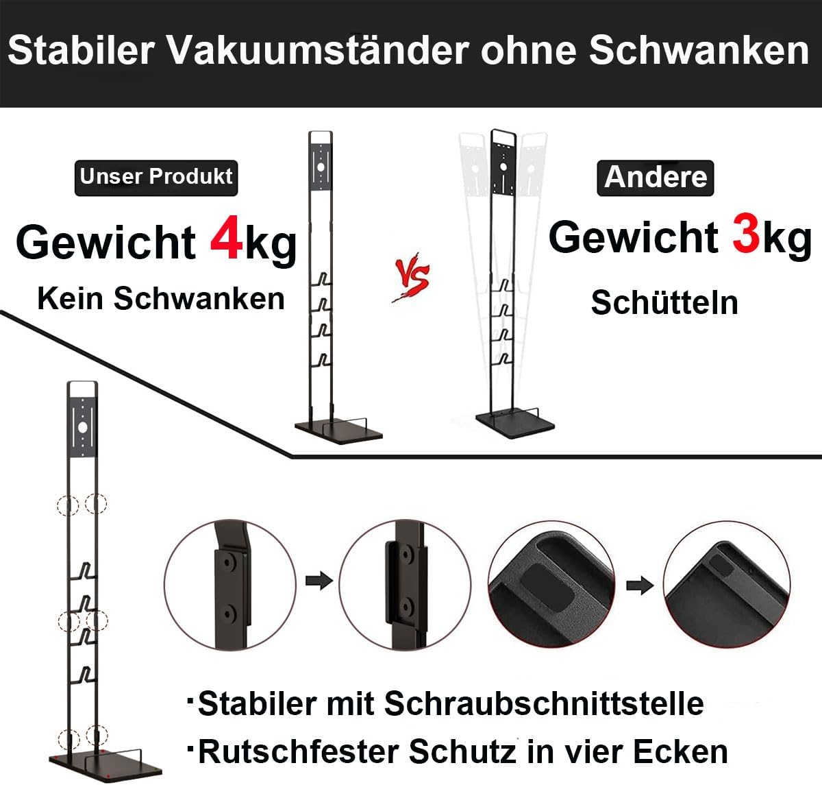 Staubsaugerständer für Dyson, Schwarz