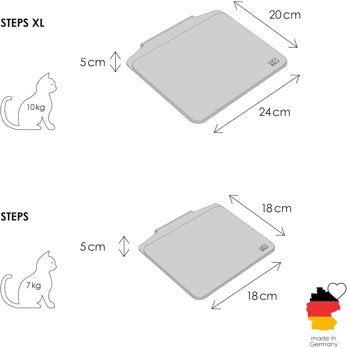 3er-Set Steps Katzentreppe für Kletterwand, 18 x 18 cm Anthrazit - Filz