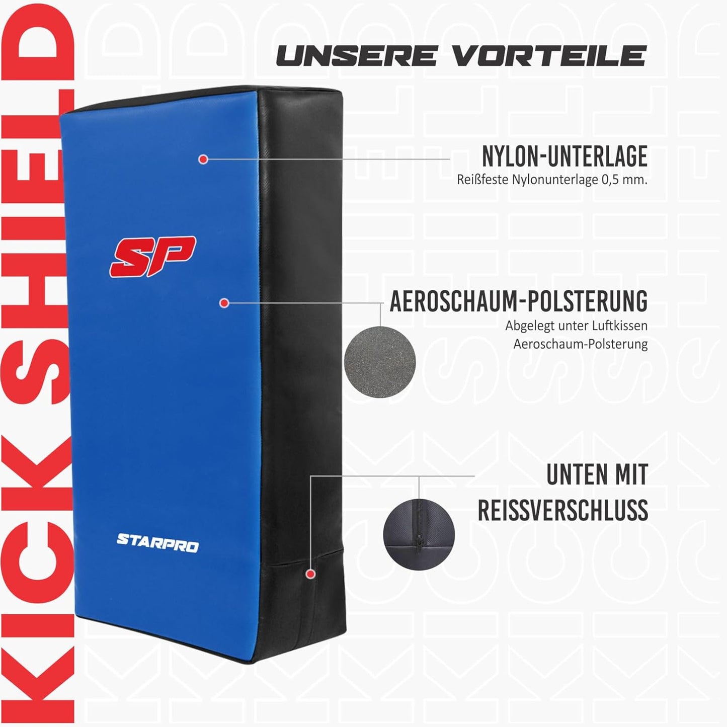 Schlagpolster für Kampfsport, 75x35x15cm Blau