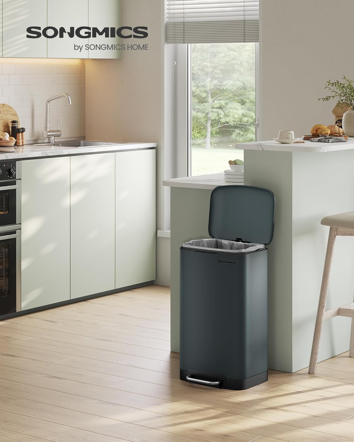 Mülleimer LTB01GS mit Soft-Close-Deckel, Anthrazit