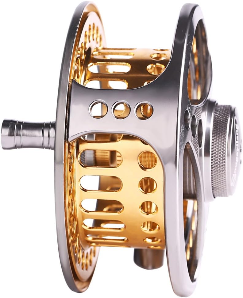 Fliegenfischen-Rolle mit CNC-Aluminium-Spule, gold , silber 7/8 Reel