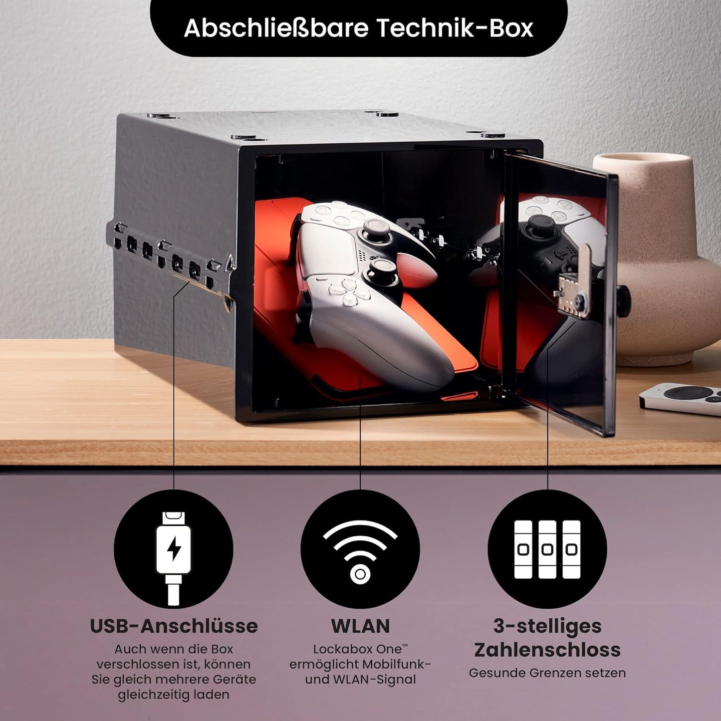 Abschliessbare Aufbewahrungsbox One mit Zahlenschloss, Jet