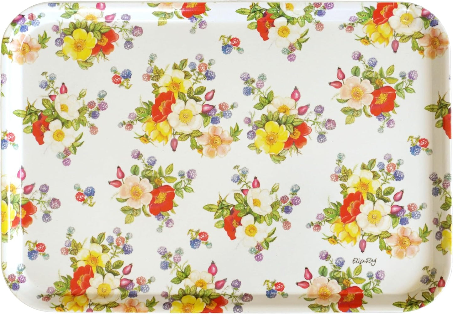 Serviertablett mit Wildrosen-Muster, 45 x 31 x 3 cm Wildrose