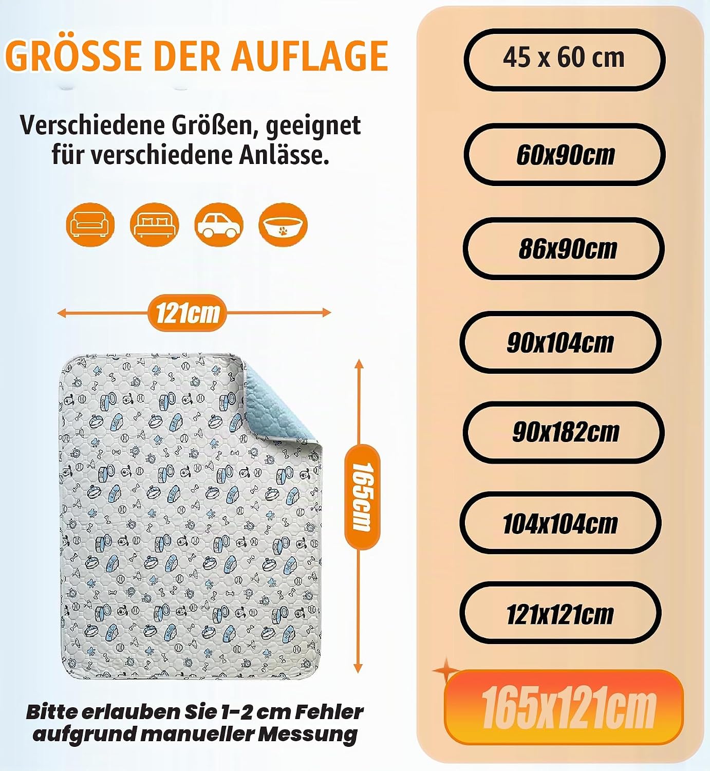 Waschbare Trainingsauflage, 2 Stück, Grau 165x121 CM