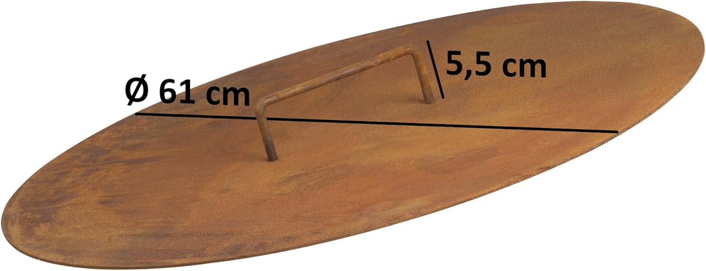Feuerschalen-Abdeckung 60 cm, Rostoptik, Nur Deckel Ø 60 cm