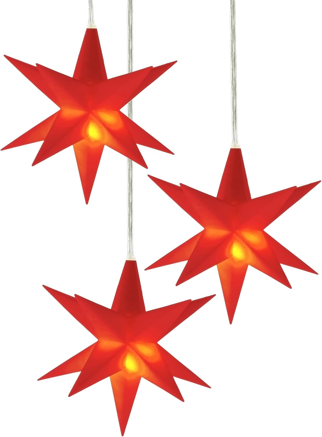 3D Weihnachtsstern Set mit Timer, Rot 3er
