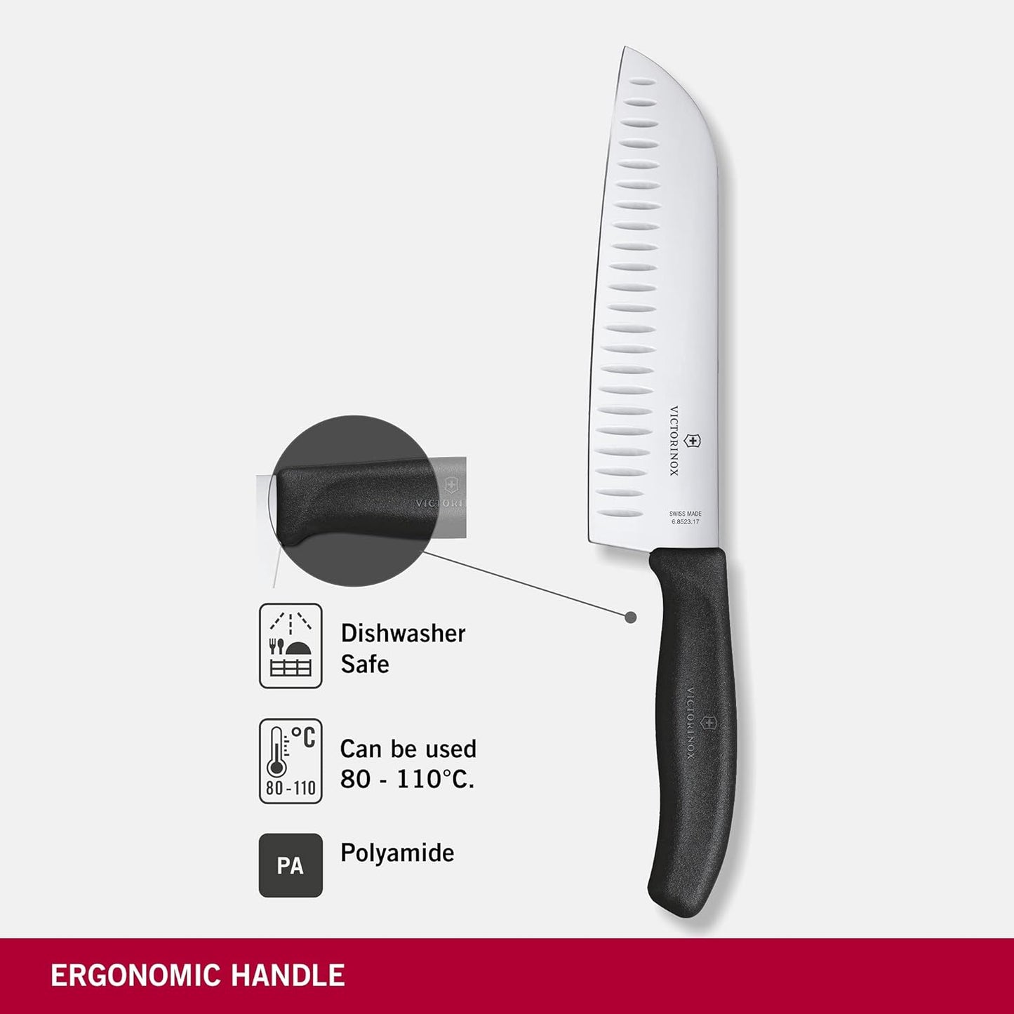Swiss Classic Santokumesser, Schwarz, Blister-Verpackung