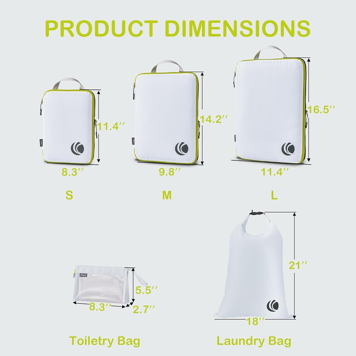 Kompression Koffer-Organizer-Set, 6PCS Weiss