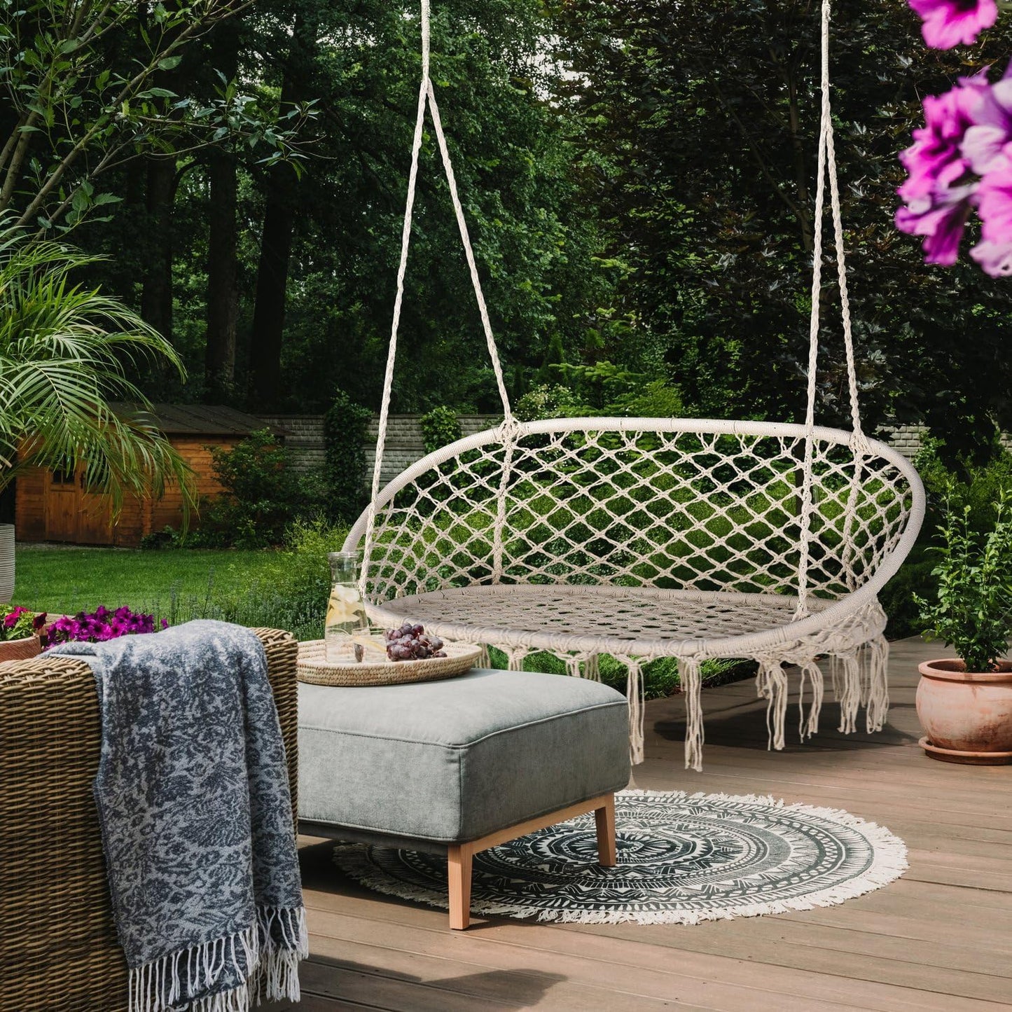 XXL Outdoor-Hängesessel für 2 Personen, Beige Ohne Kissen