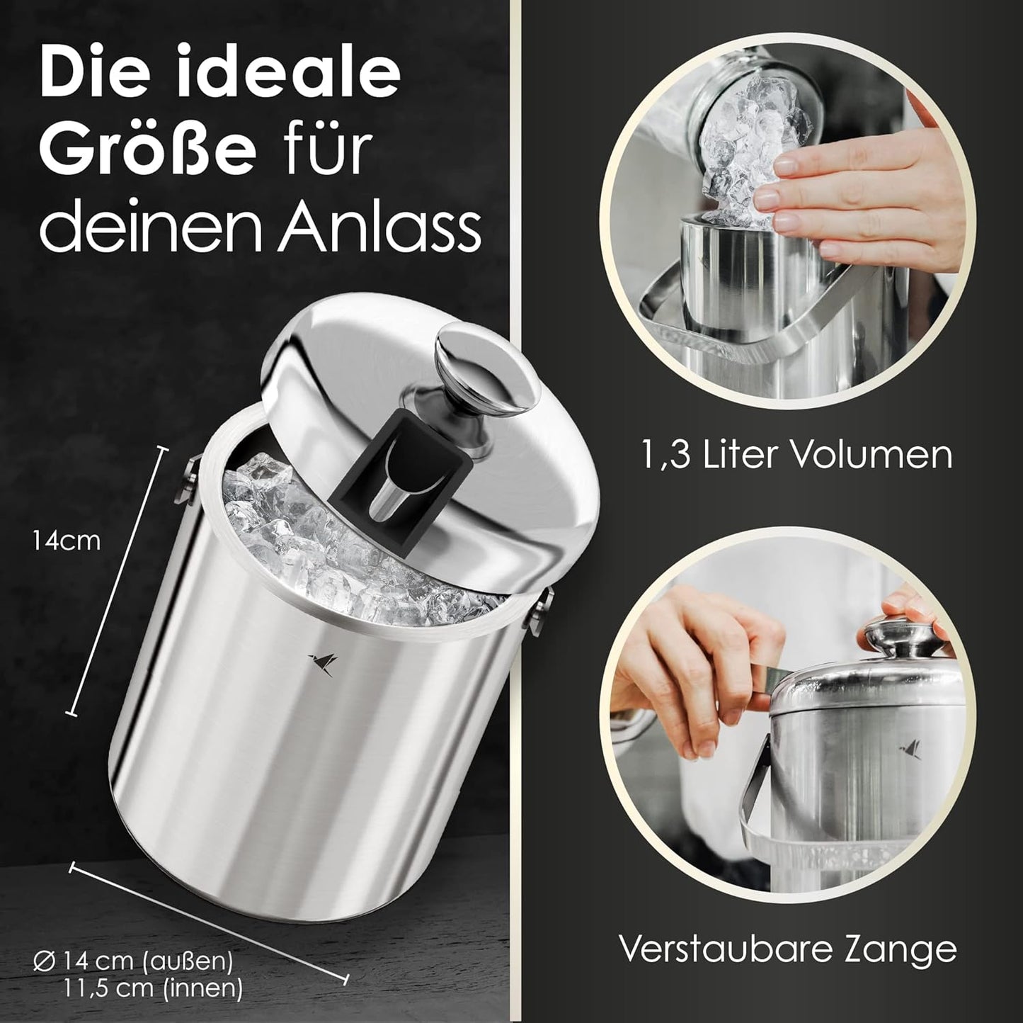Eiseimer mit Deckel und Zange