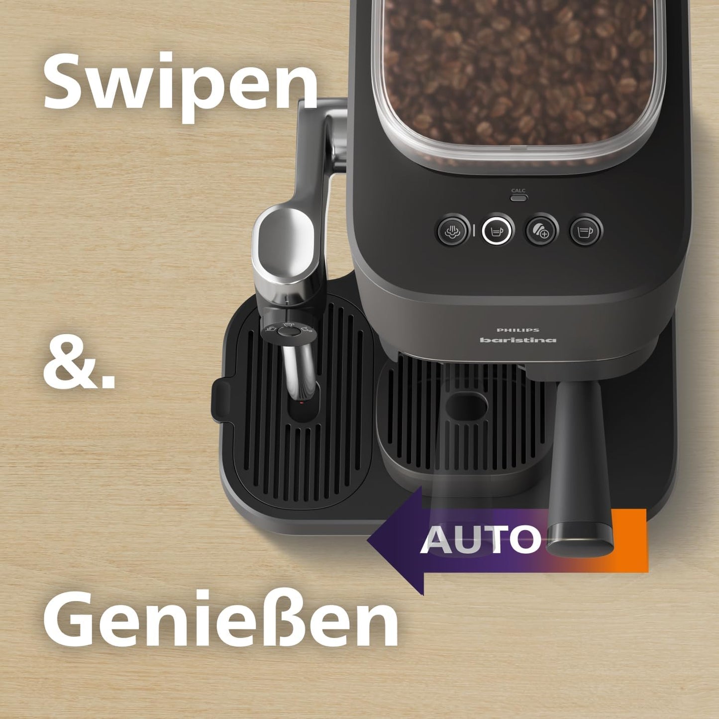 Espressomaschine mit Mahlwerk und Milchaufschäumer