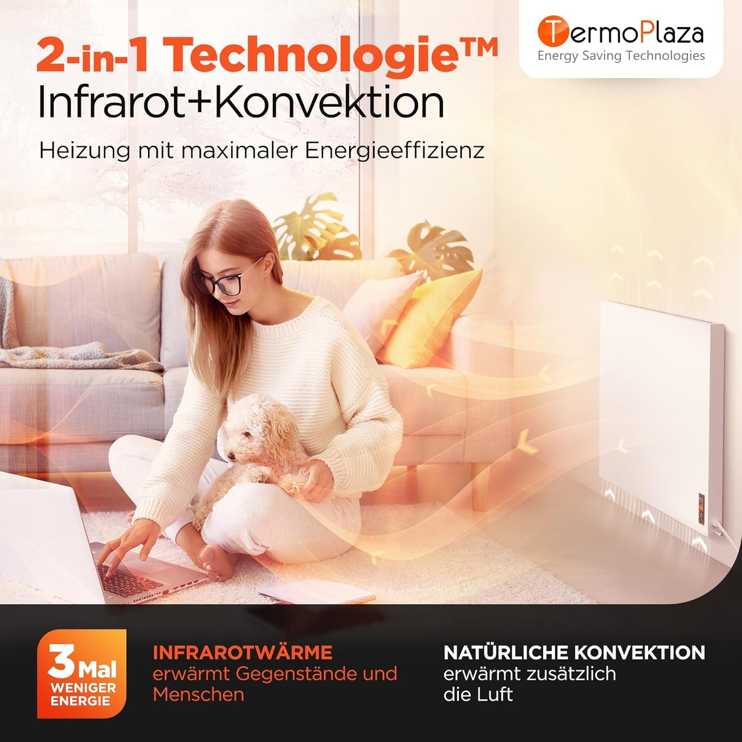 WiFi Infrarotheizung, 270 W bis 5 m2 Wifi - ‎weiß
