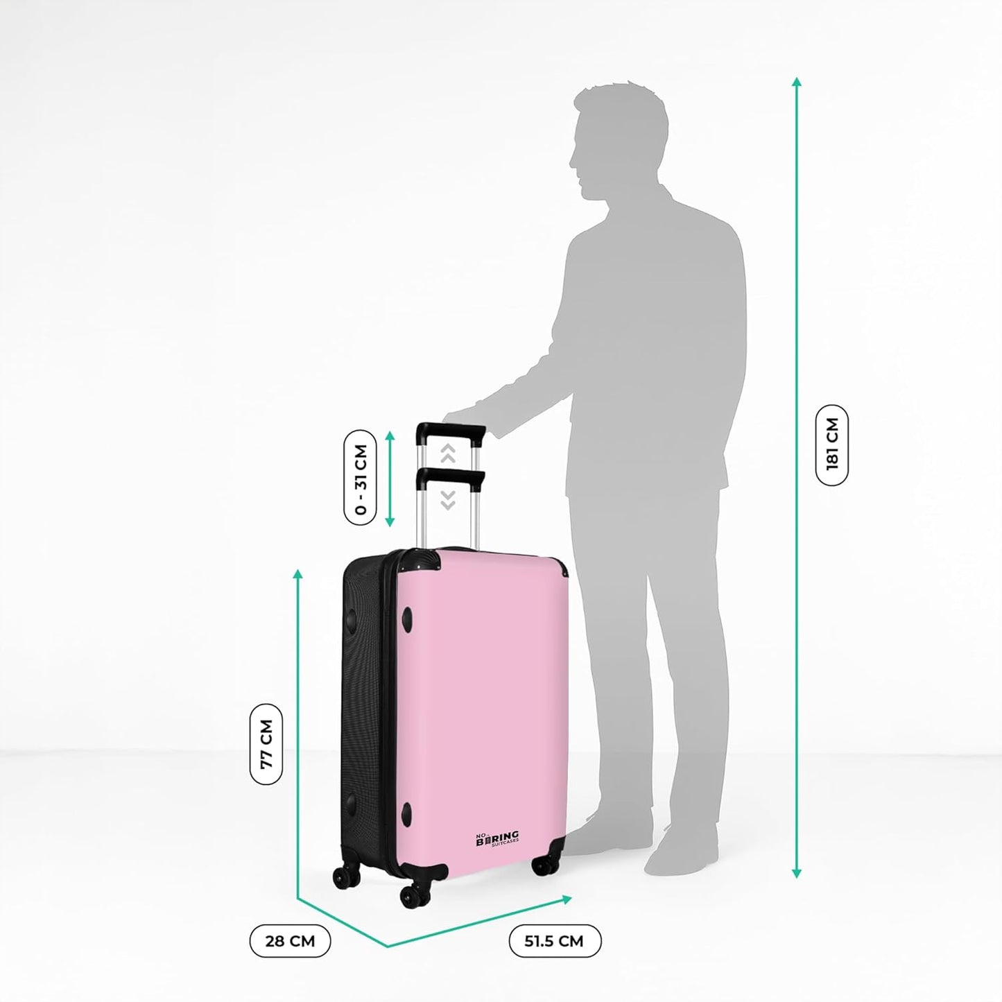 Hartschalenkoffer mit Rollen und TSA-Schloss, Einfarbig - Rosa Grösse XL