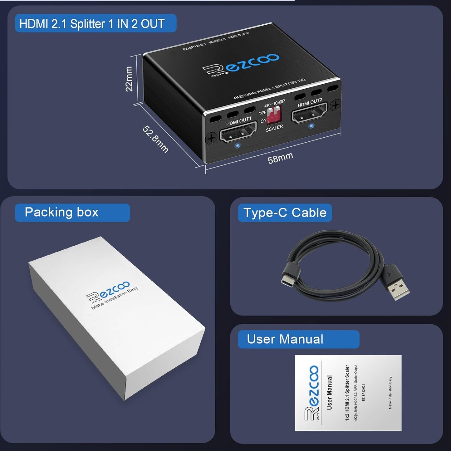 HDMI 2.1 Splitter für 4K/8K Dual Monitore