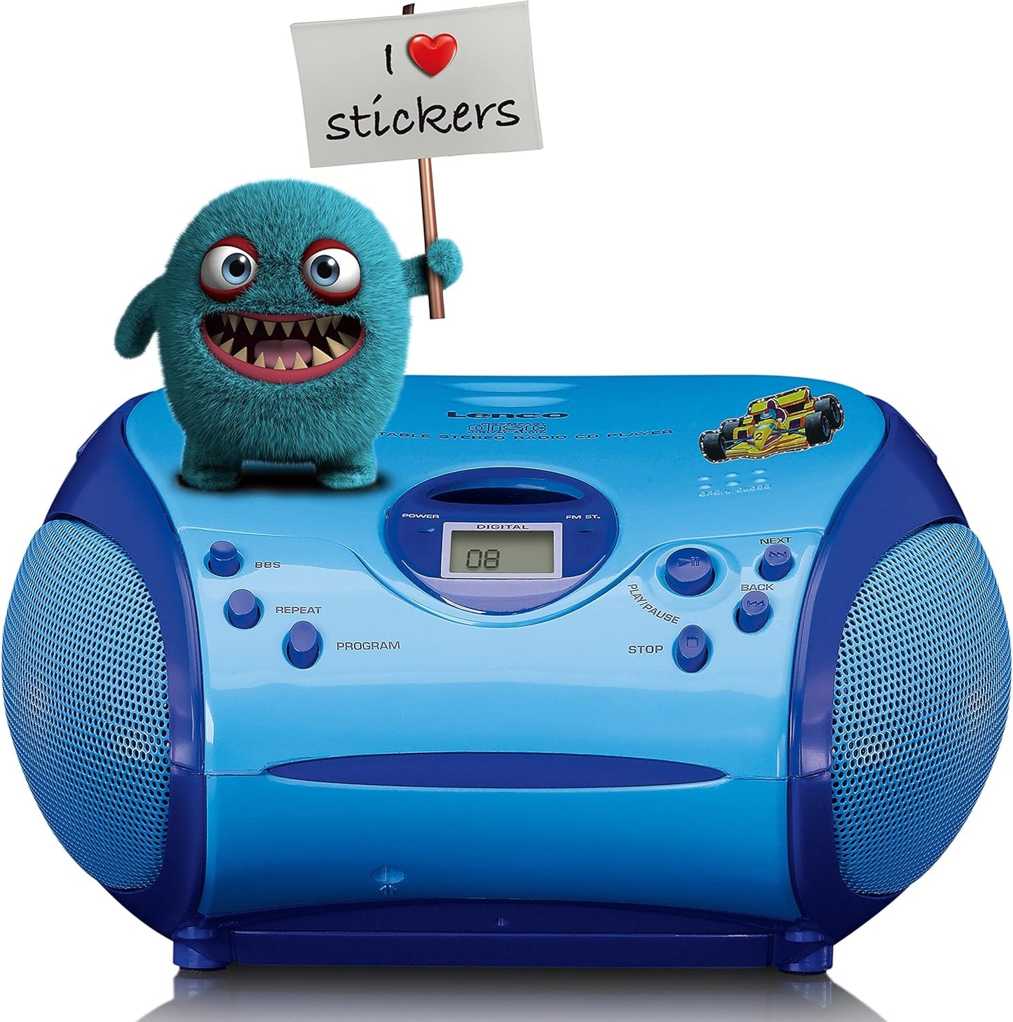 SCD-24 CD-Player mit Aufklebern, Mit Aufklebern Blau