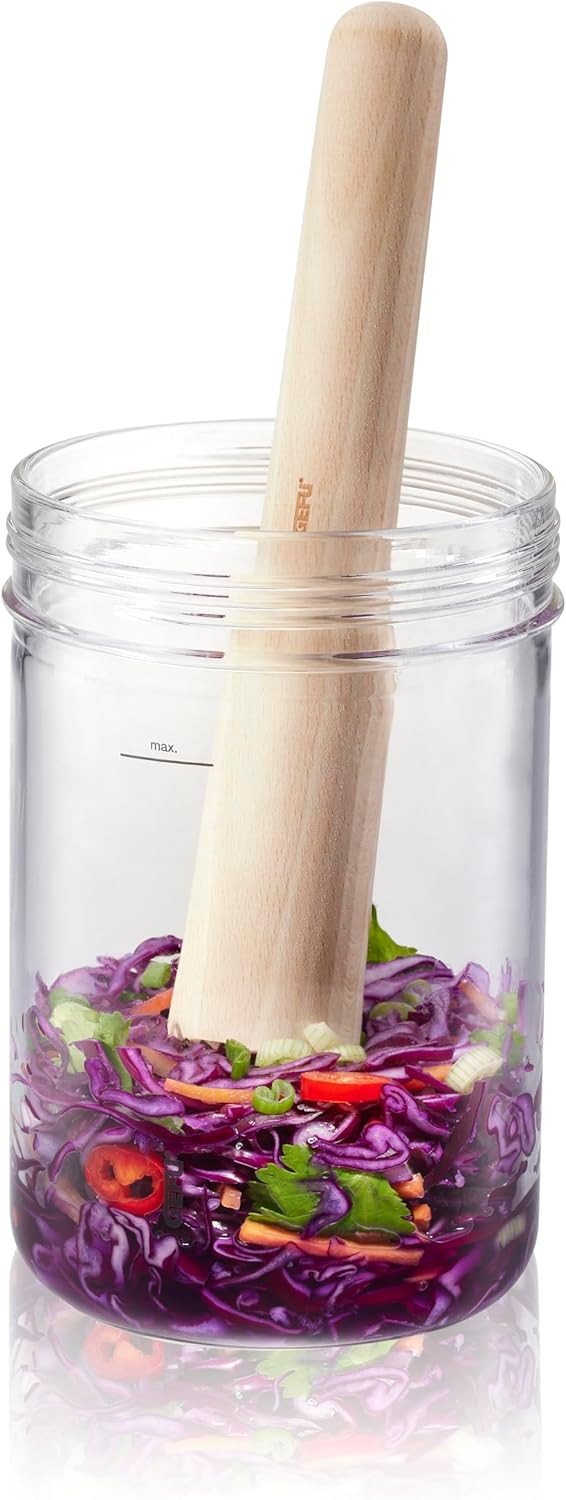 Fermentierglas-Set mit Zange und Stössel, 0,5 Liter (mit Stössel und Zange)