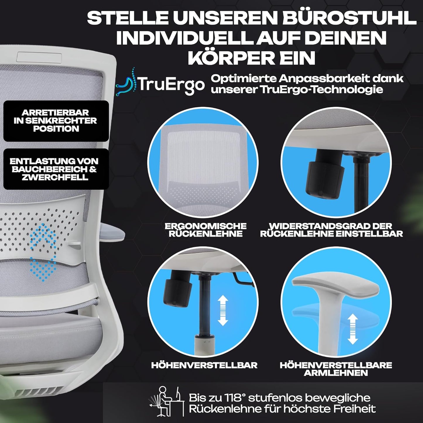 Bürostuhl Valkenstol M2, M2 Armstütze (Grau)