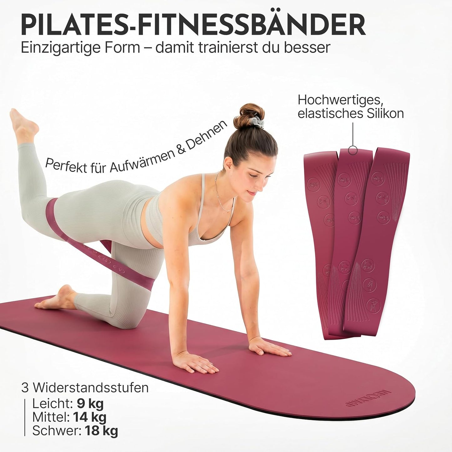 Pilates-Zubehör-Set, Berry Pro mit Matte + SZ Stange