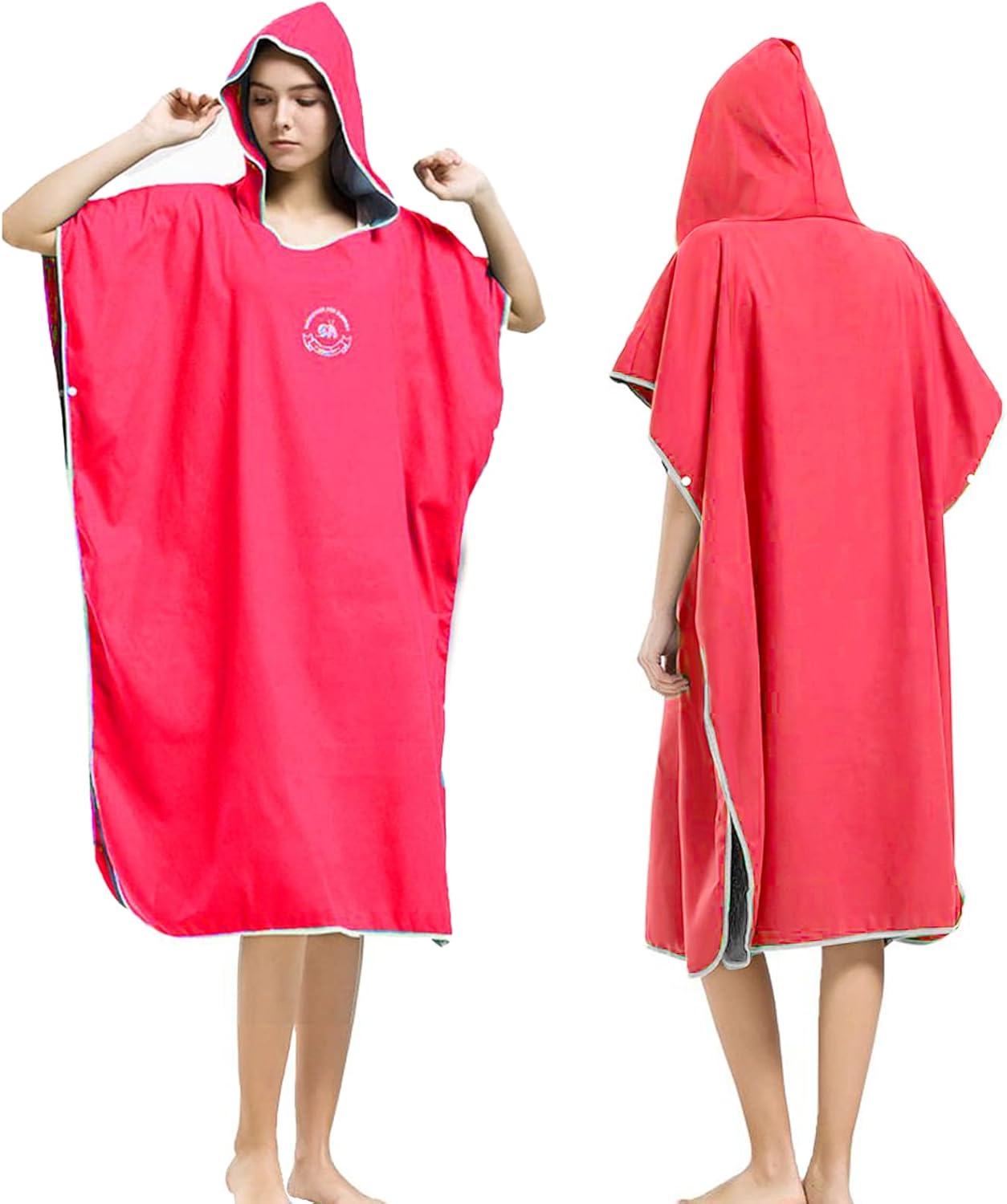 Surf Poncho mit Kapuze, Rubinrot