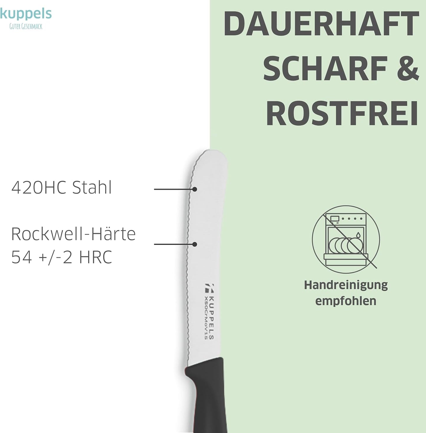 Frühstücksmesser Set mit Wellenschliff, Schwarz