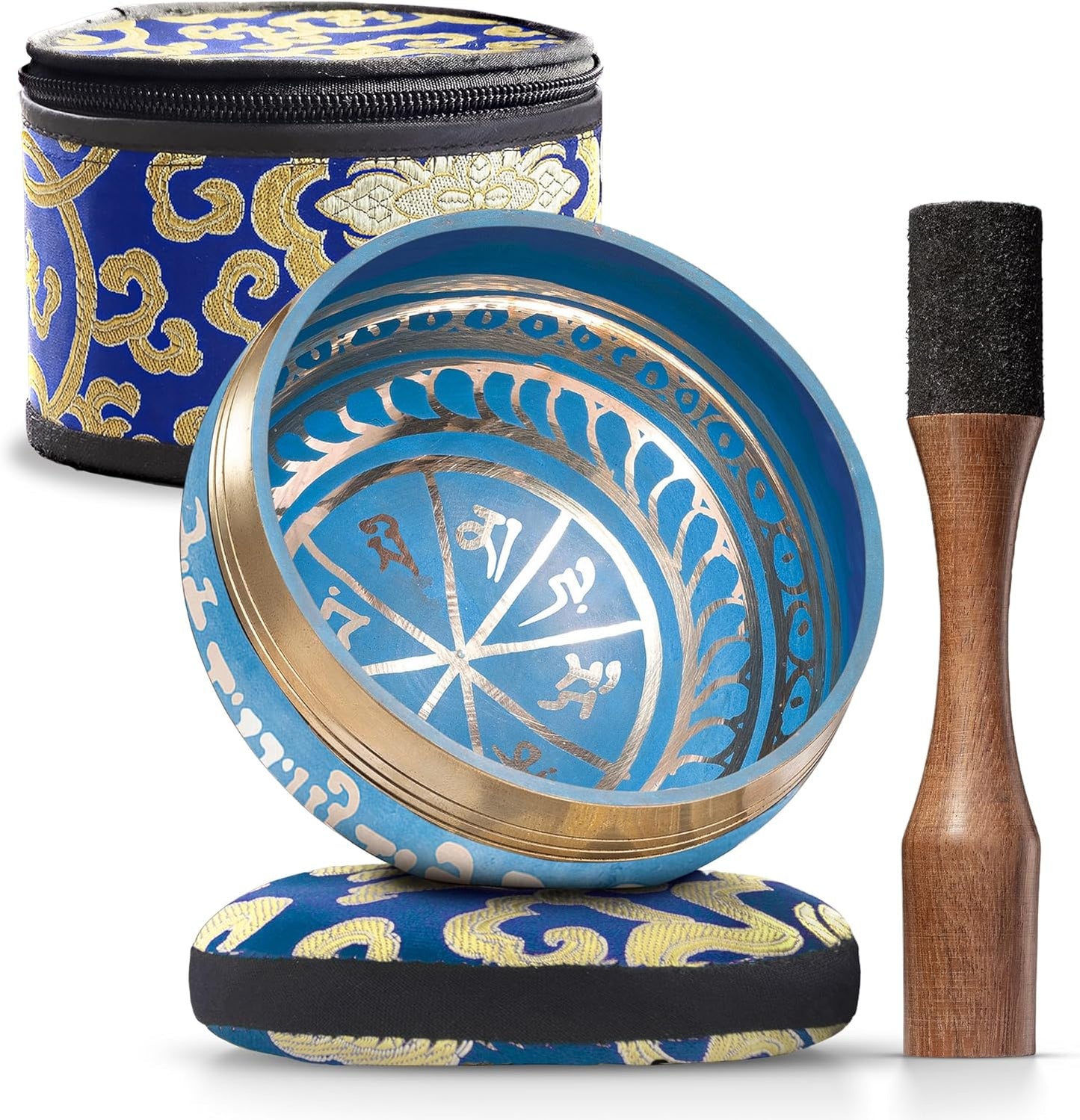Tibetisches Klangschalen-Set mit Tasche, Blaue Mit Tasche