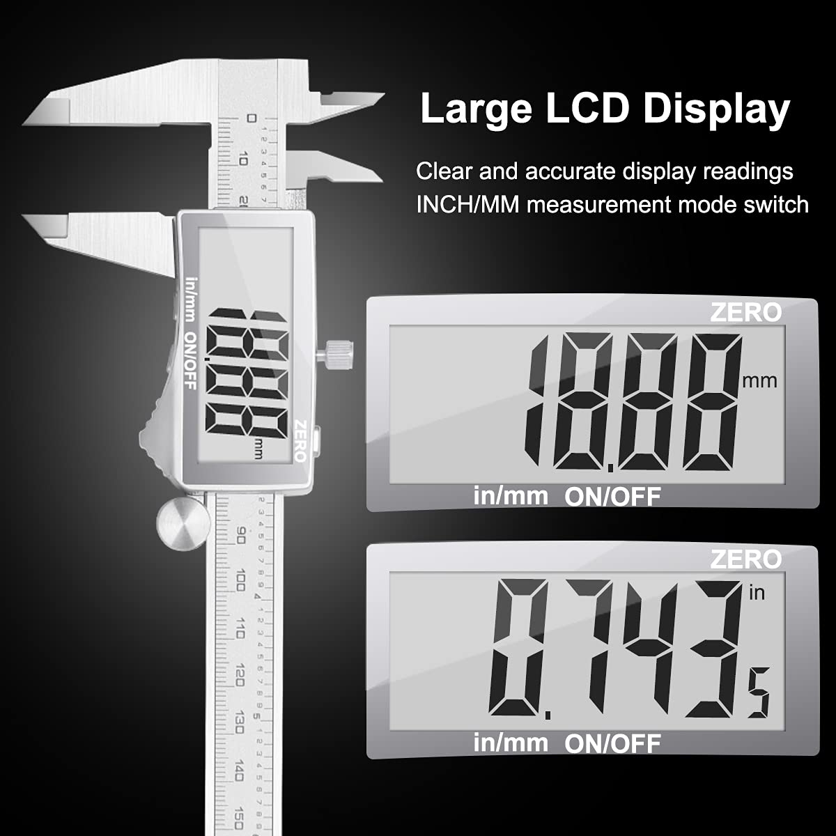 Digitaler Messschieber mit Display, blau