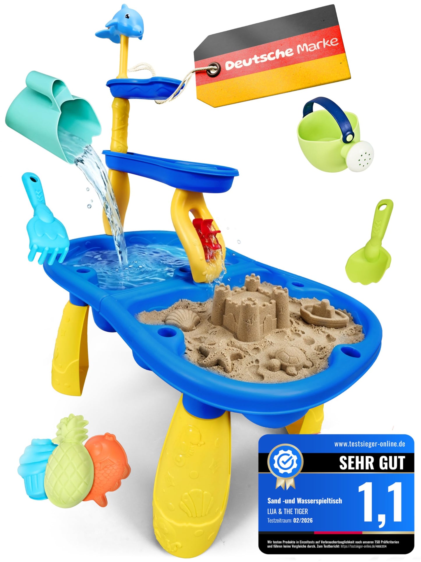 2-in-1 Sand- und Wasserspieltisch mit Zubehörset