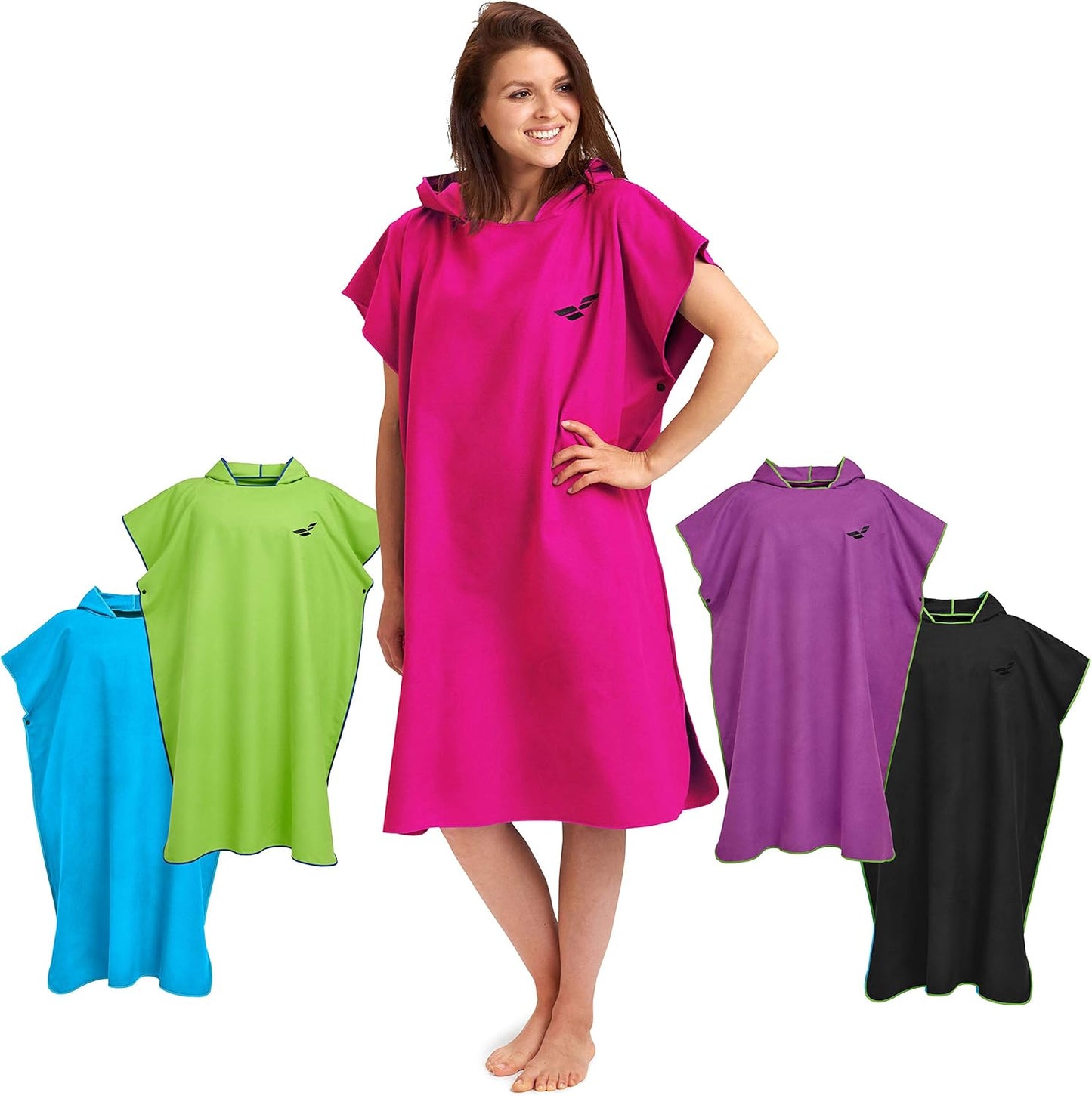 Badeponcho mit Kapuze, schnelltrocknend, 01-Medium 04 - Pink