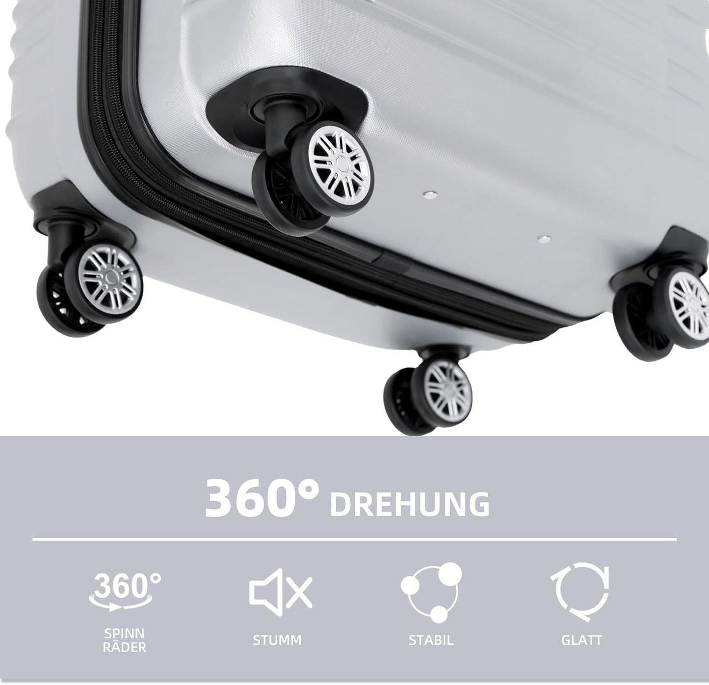 2088 Zwillingsrollen Hartschalenkoffer, erweiterbar, Silber L