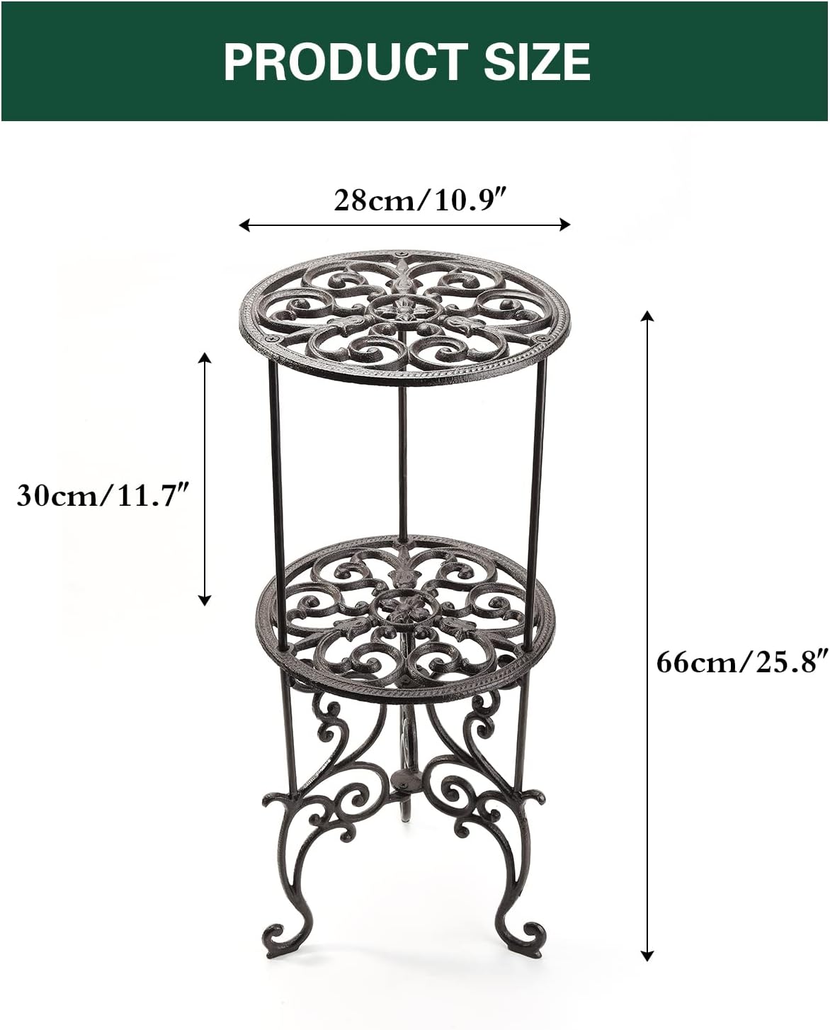 Rustikaler Pflanzenständer 2-Ebenen, 2-tiers Stand(size:28cmd*66cmh)