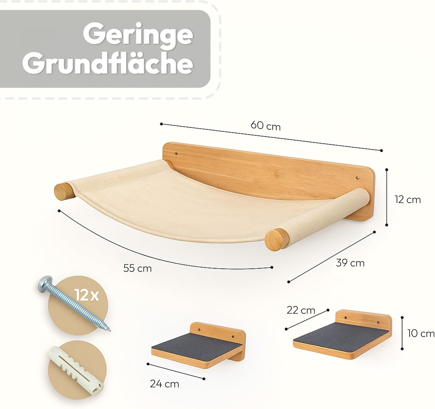 5-teiliges Hängematten-Set für Katzen, 5-teilig Beige