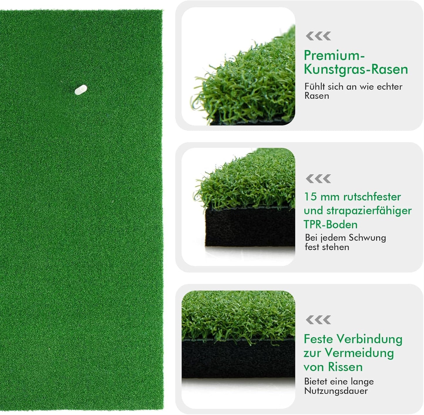 Faltbare Golf-Abschlagmatte mit Tees