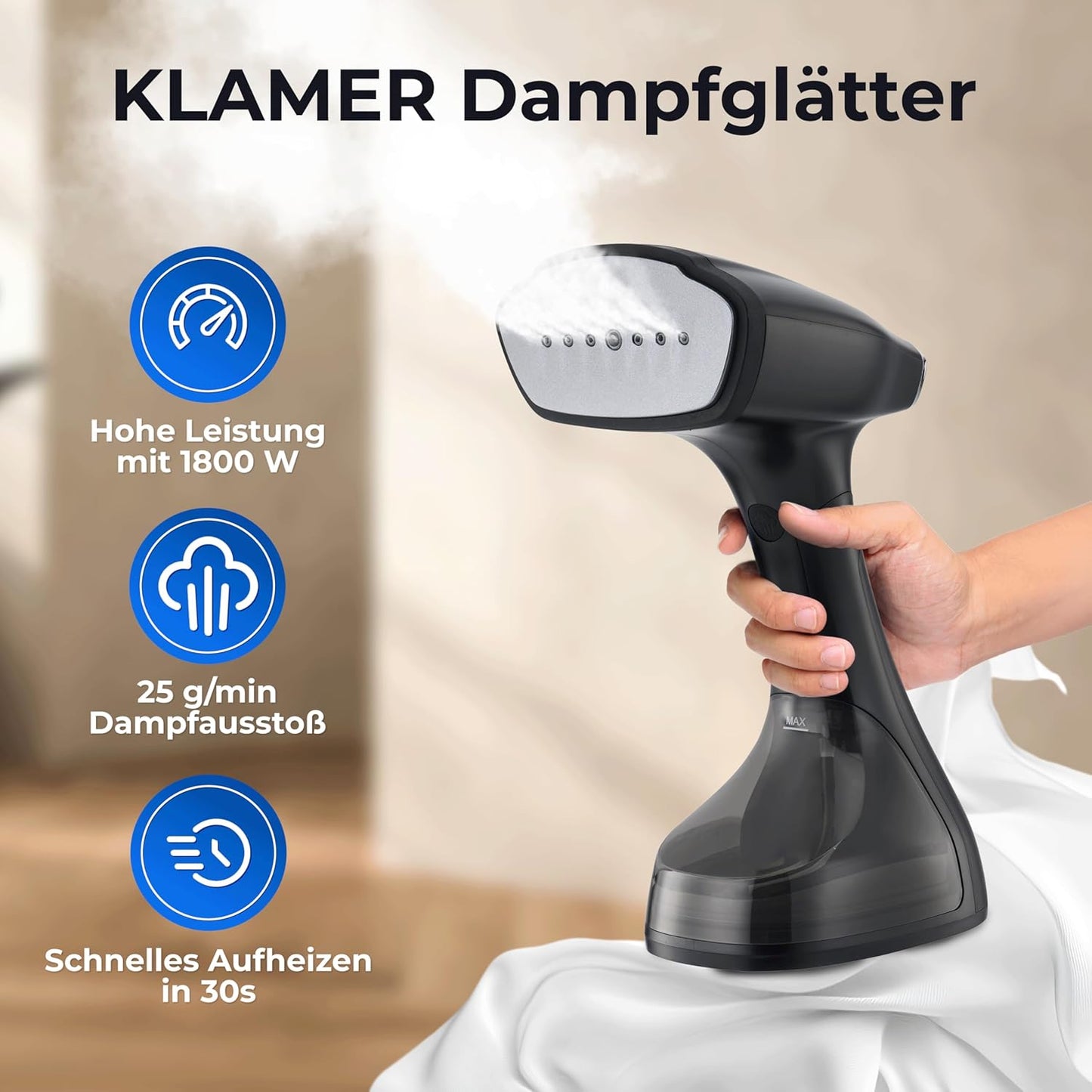 Dampfglätter 1800W klappbar für Reisen und Büro