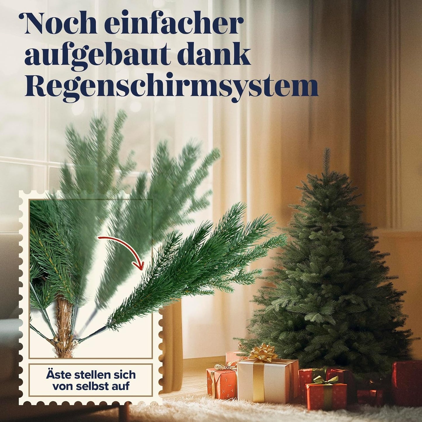 Künstlicher Weihnachtsbaum 90 cm mit Holzständer, 90 cm