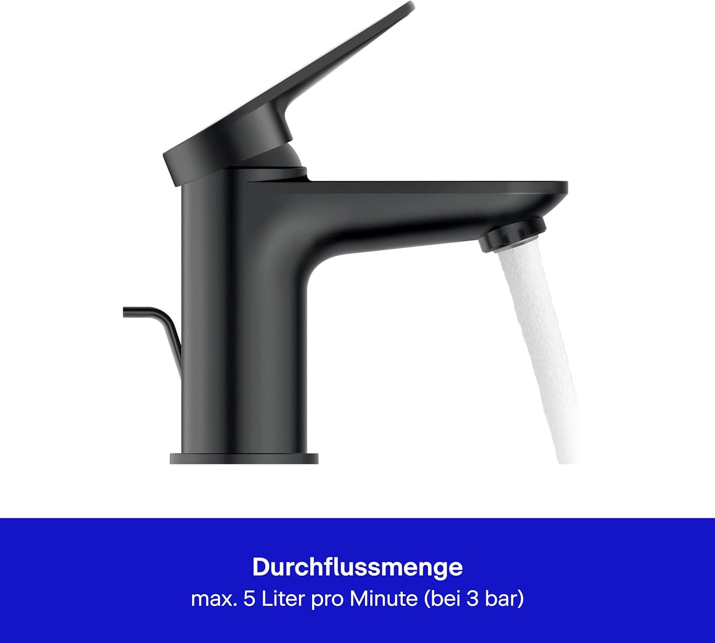 Wave Waschtischarmatur, S, Schwarz Matt