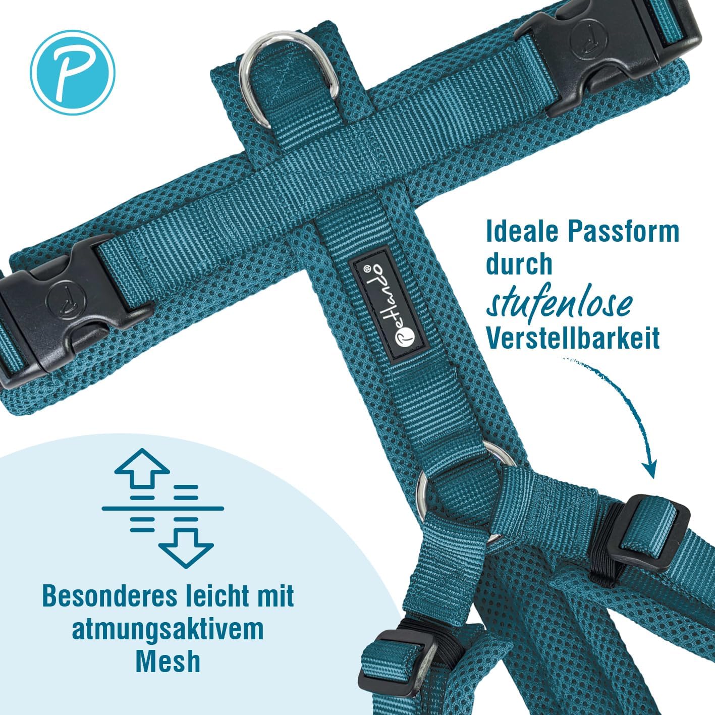 Gepolstertes Brustgeschirr, Petrol M