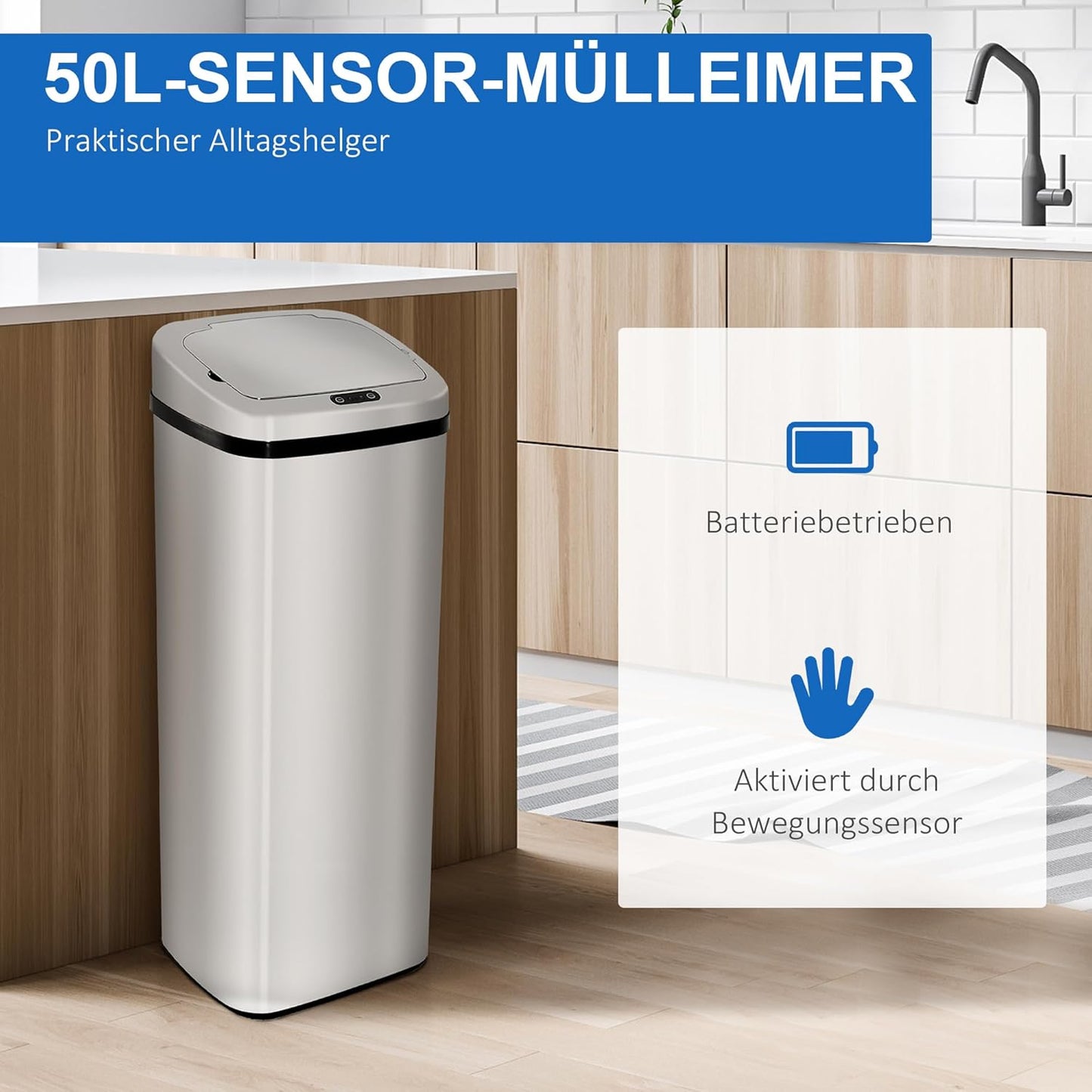 Mülleimer mit Sensor (50L), 50L