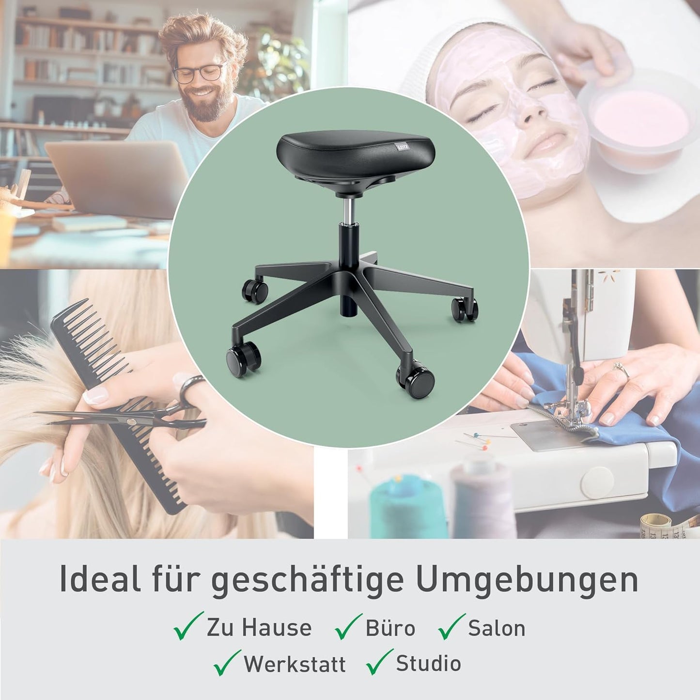 Ergonomischer Sitzhocker Ergo, Schwarz Sitzhocker mit Rollen