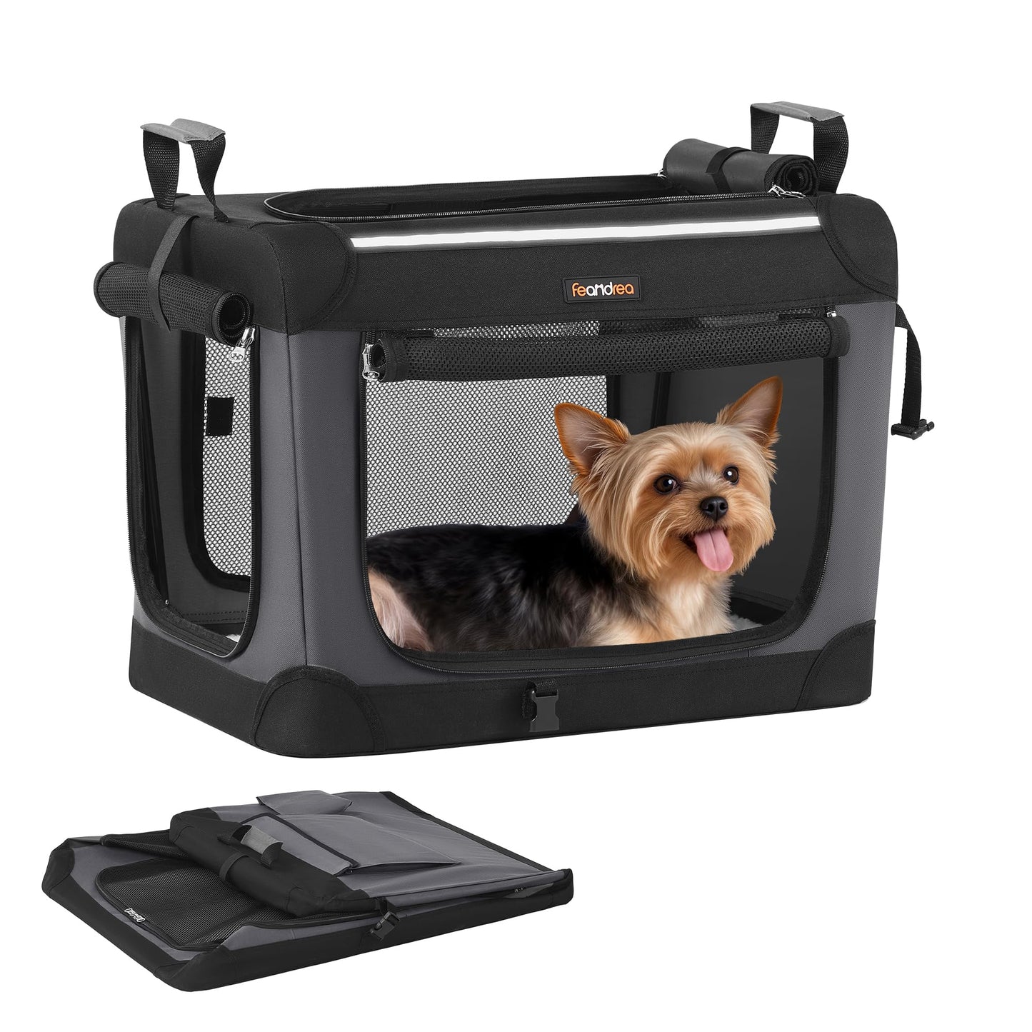 Faltbare Hundetransportbox mit Netzfenstern (50 cm), S (50 x 35 x 35 cm)
