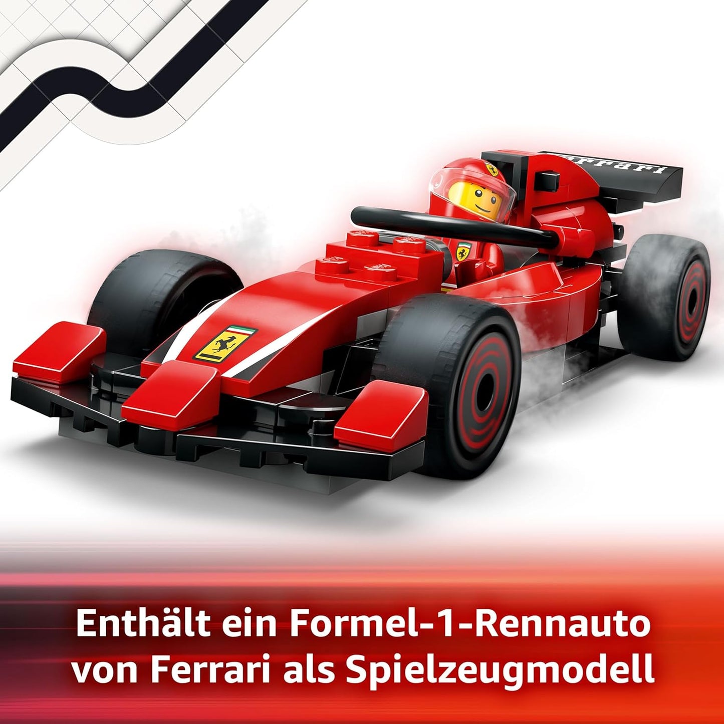 F1 Boxenstopp mit Boxencrew und Ferrari Flitzer